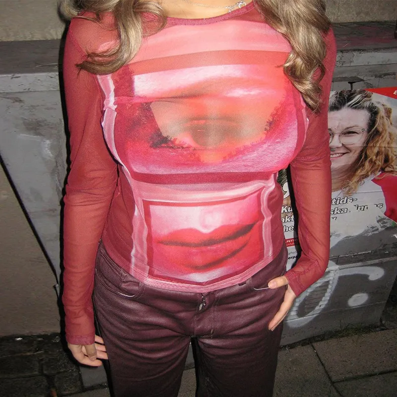 Goth Mesh Long Sleeve Top