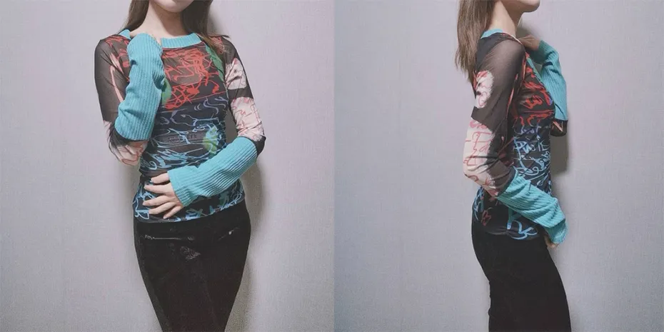 Goth Mesh Long Sleeve Top