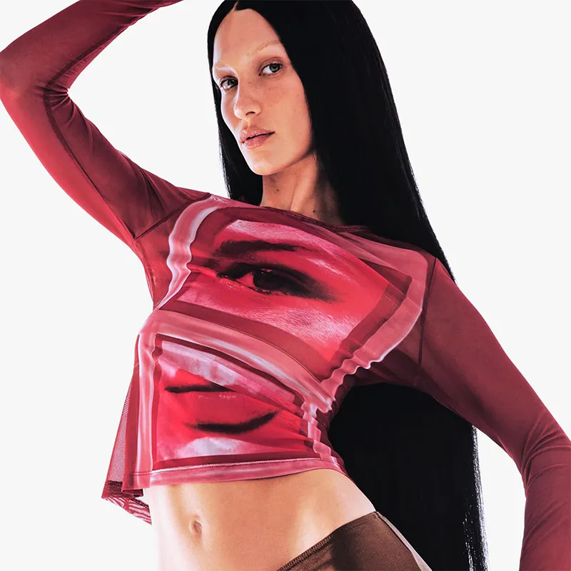 Goth Mesh Long Sleeve Top