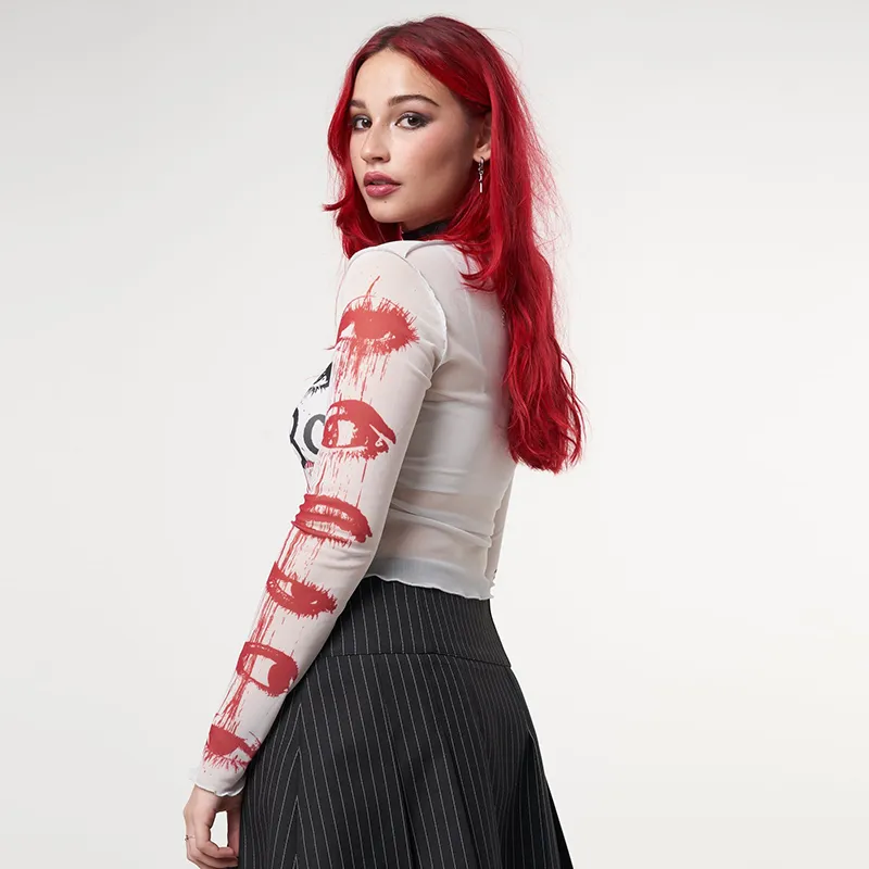 Goth Mesh Long Sleeve Top