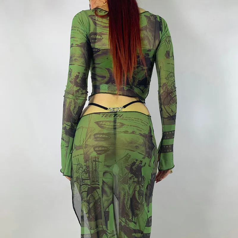 Goth Mesh Long Sleeve Top