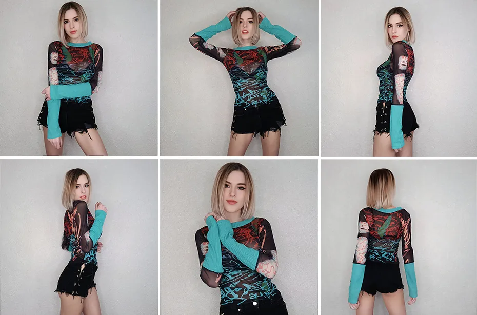 Goth Mesh Long Sleeve Top