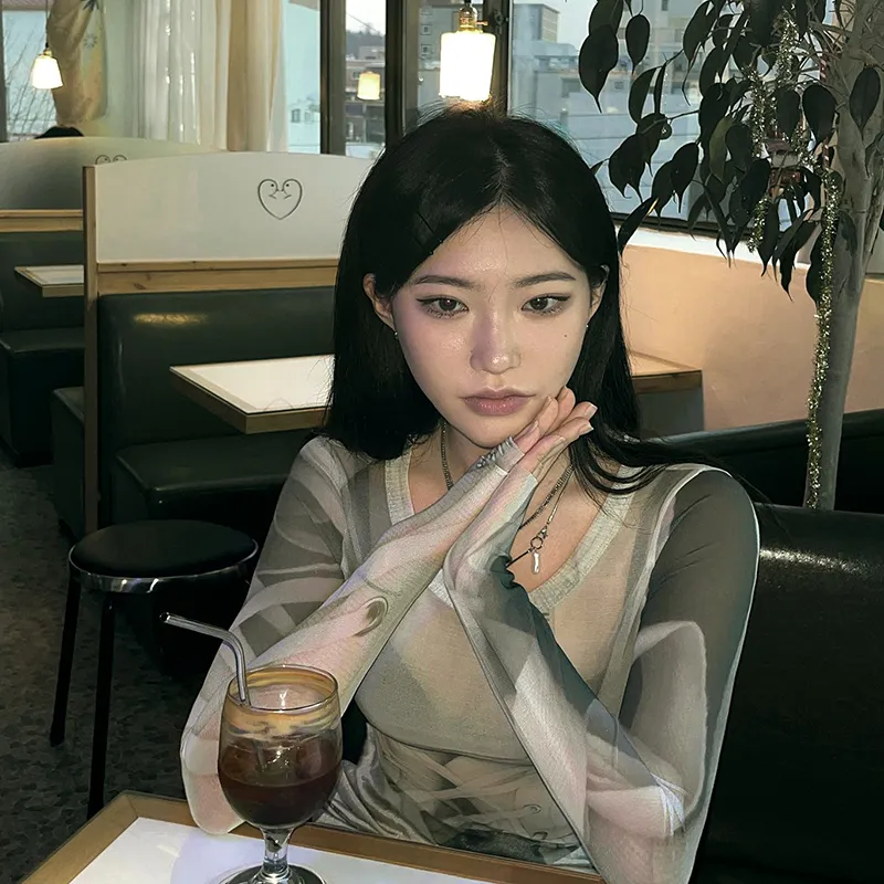 Goth Mesh Long Sleeve Top