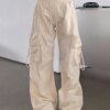 Kpop Beige Cargo Pants BOTTOMS Pants & Jeans