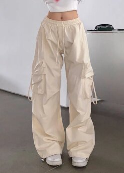 Kpop Beige Cargo Pants BOTTOMS Pants & Jeans