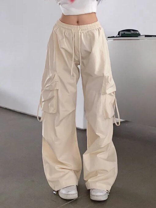 Kpop Beige Cargo Pants BOTTOMS Pants & Jeans