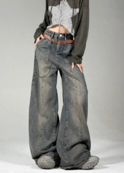 Washed Wide Leg Jeans BOTTOMS Pants & Jeans