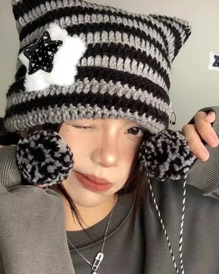 Little Devil Knitted Beanie Hat HATS ACCESSORIES