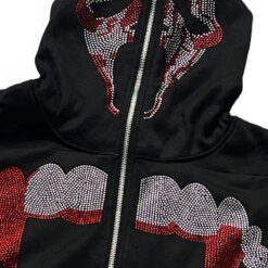 Rhinestones Teeth Zip Up Hoodies Hoodies & Sweatshirts Outerwear