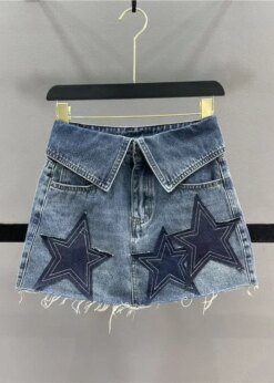 Star Patchwork High Waist Mini Skirt BOTTOMS Skirts