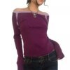 Off Shoulder Long Sleeve T Shirt Blouses & Shirts Crop Tops Knits TOPS