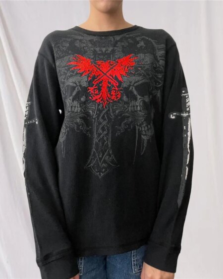 Skull Print Long Sleeve Tops T-Shirts TOPS