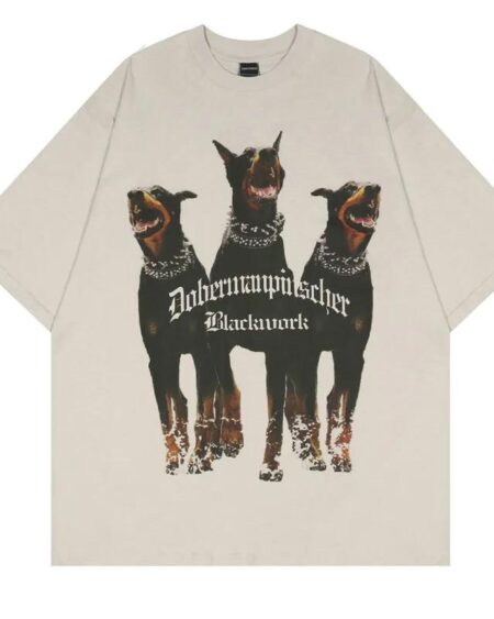 Doberman Dog Graphic Print Oversized T-Shirt T-Shirts TOPS