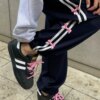 Stripe Bow Baggy Sweatpants BOTTOMS Pants & Jeans