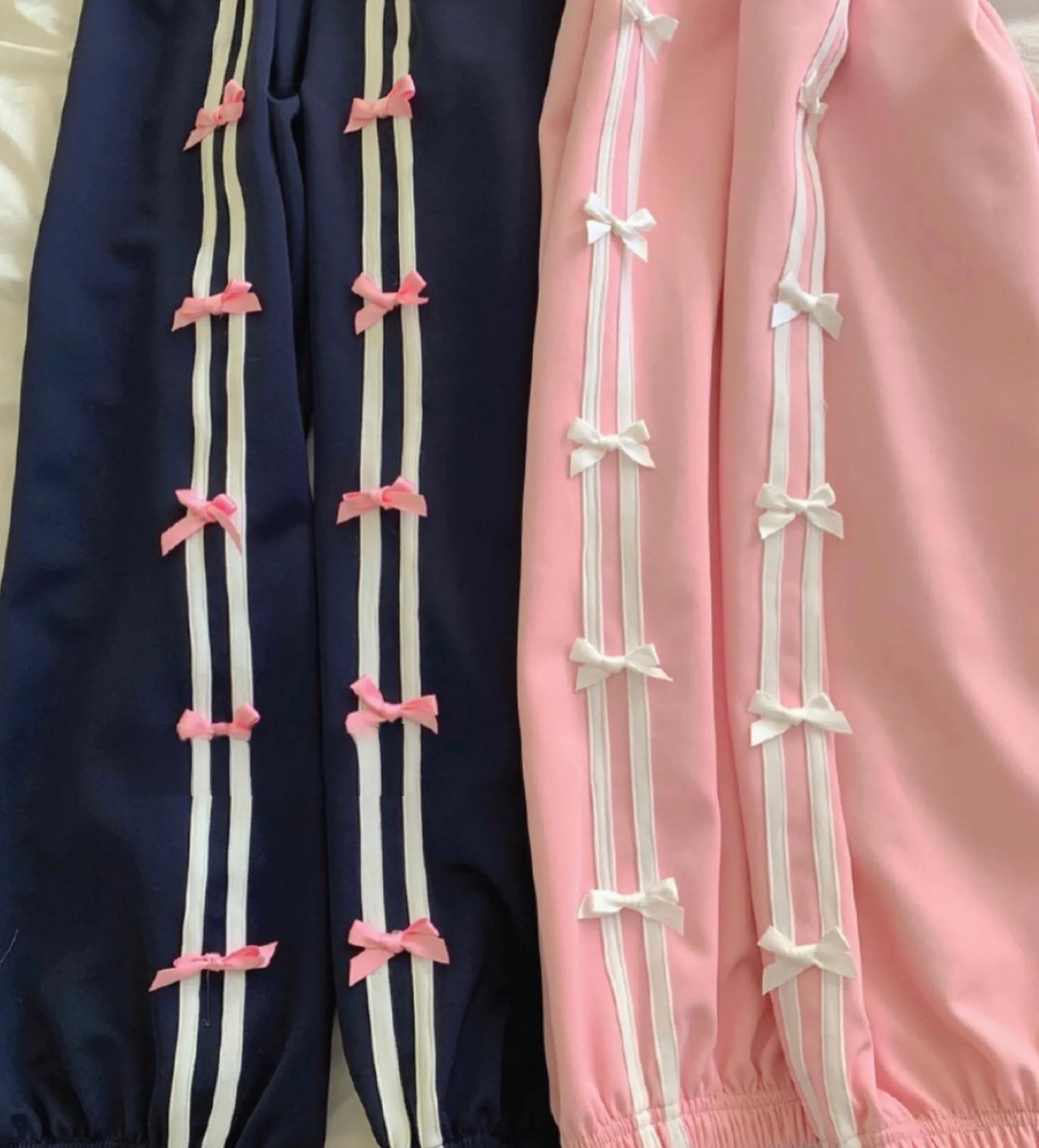 Stripe Bow Baggy Sweatpants