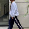 Stripe Bow Baggy Sweatpants BOTTOMS Pants & Jeans