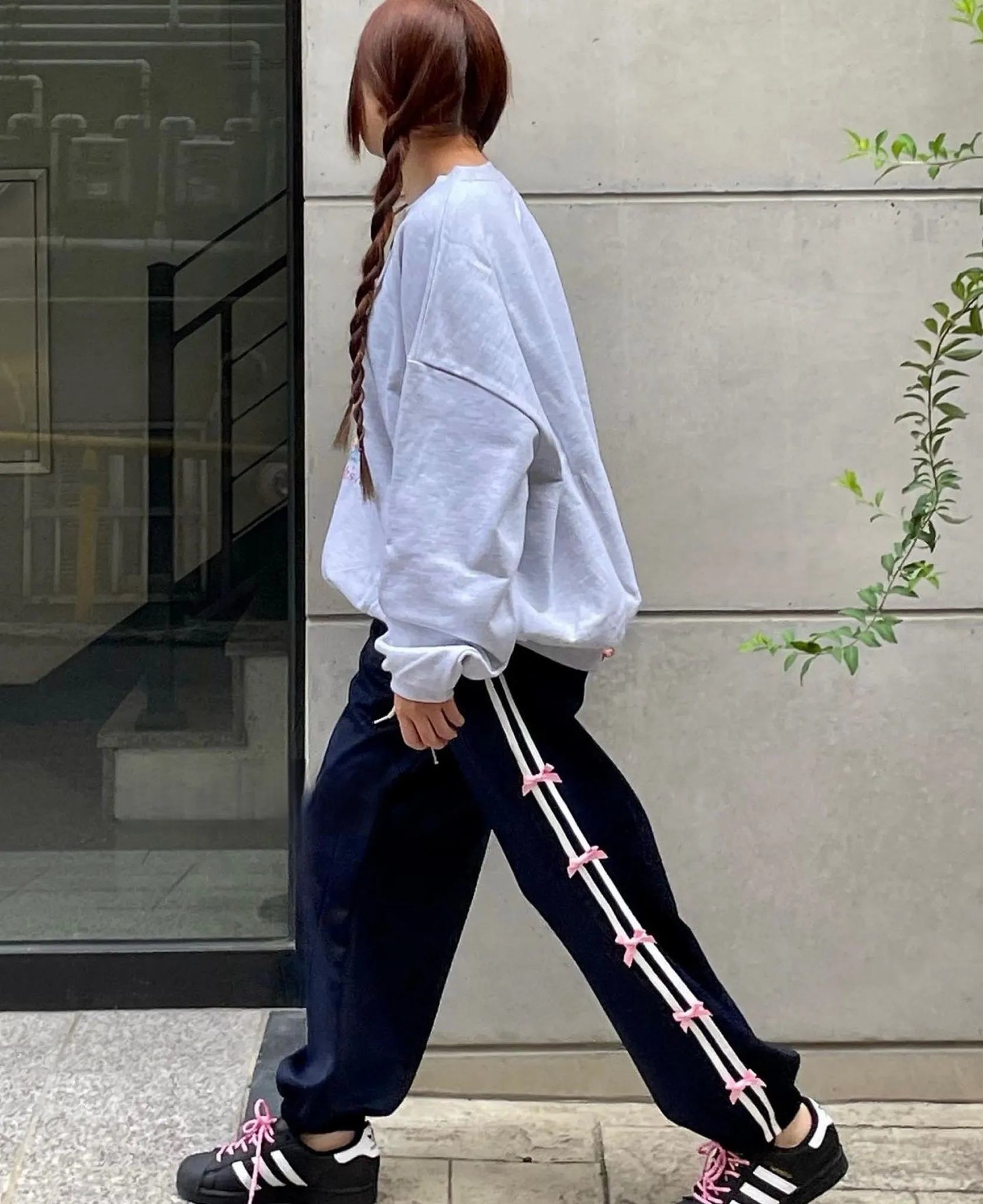 Stripe Bow Baggy Sweatpants