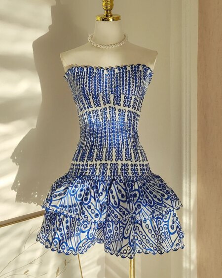 Ruffles Patchwork Strapless Sleeveless Dress Dresses