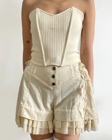 Vintage Bandage Ruffles Shorts Shorts BOTTOMS