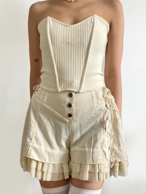 Vintage Bandage Ruffles Shorts Shorts BOTTOMS