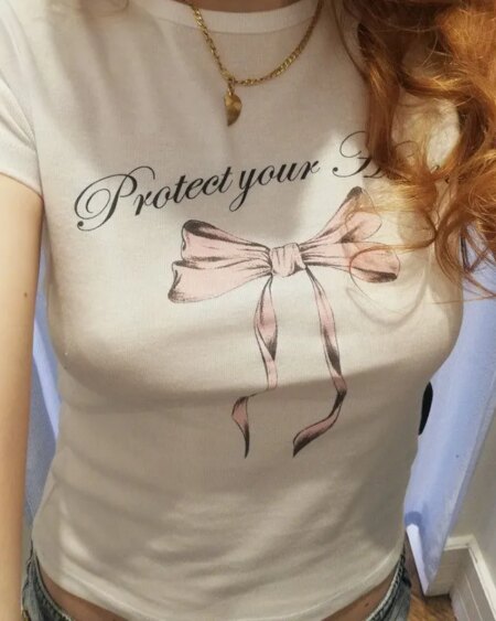 Bow Print Crop top Crop Tops TOPS