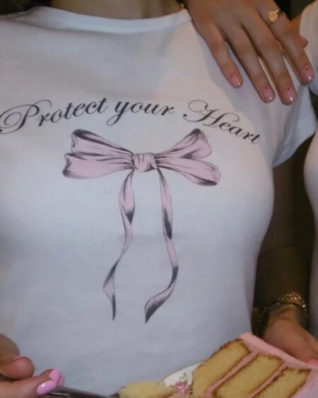 Bow Print Crop top Crop Tops TOPS