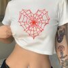 Spider Web Print Top Blouses & Shirts Crop Tops T-Shirts TOPS