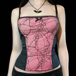 Spider Net Lace Tank Tops Crop Tops TOPS