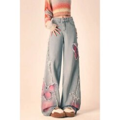 Butterfly Plush Edge Jeans BOTTOMS Pants & Jeans