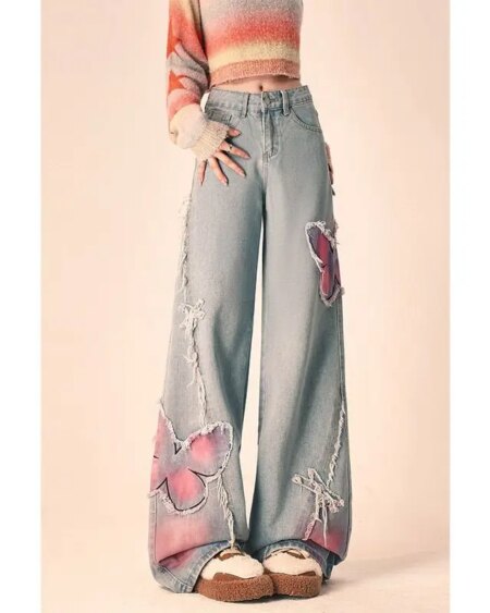 Butterfly Plush Edge Jeans BOTTOMS Pants & Jeans