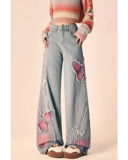 Butterfly Plush Edge Jeans BOTTOMS Pants & Jeans