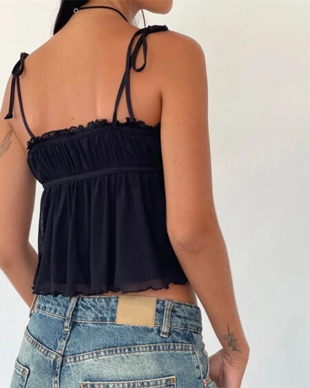 Flower/Bow Sleeveless crop top Crop Tops TOPS
