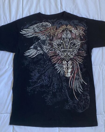 90s Cross Wing Print T-shirt Crop Tops T-Shirts TOPS