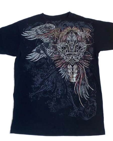 90s Cross Wing Print T-shirt Crop Tops T-Shirts TOPS
