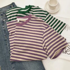 Short Sleeve Striped basic T-Shirts T-Shirts TOPS