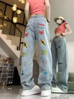 Embroidery Star Pants BOTTOMS Pants & Jeans