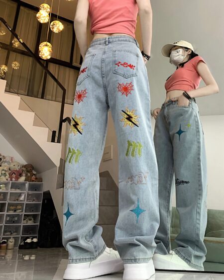 Embroidery Star Pants BOTTOMS Pants & Jeans