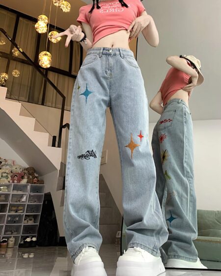 Embroidery Star Pants BOTTOMS Pants & Jeans