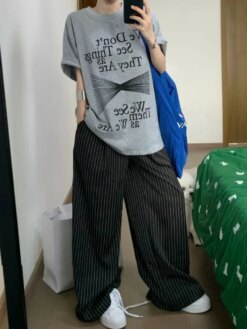 Black Striped Suit Pants BOTTOMS Pants & Jeans