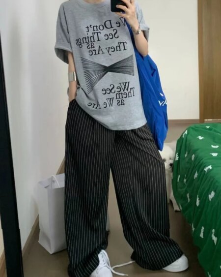 Black Striped Suit Pants BOTTOMS Pants & Jeans