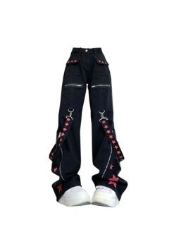 Black Gothic Baggy Cargo Jeans