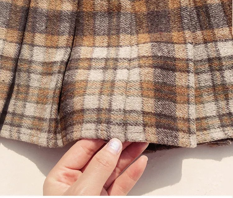 Plaid Woolen Blends Pleated Skirt