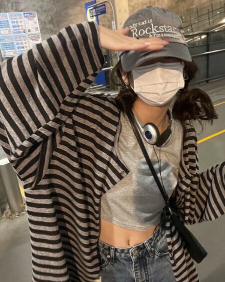 Black Gray Striped Cardigan cardigans Hoodies & Sweatshirts Outerwear