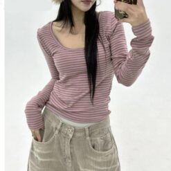 Stripes Versatile Long Sleeved top Blouses & Shirts T-Shirts TOPS 