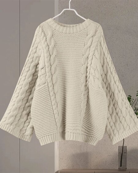 Casual Lazy Round Neck Oversize Knit Outerwear Sweaters Vests & Waistcoats