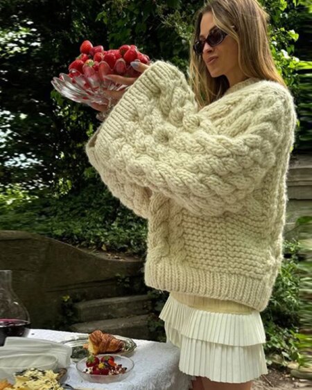 Casual Lazy Round Neck Oversize Knit Outerwear Sweaters Vests & Waistcoats 