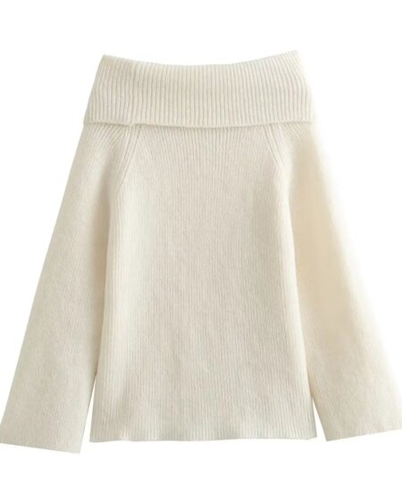 Slash Neck Strapless Off The Shoulder Sweater Outerwear Sweaters