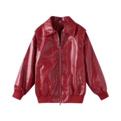 Zipper Leather Bomber Jackets Jackets & Coats Outerwear