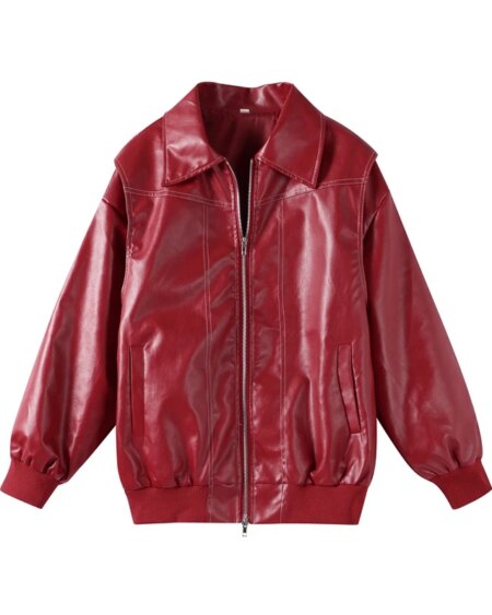Zipper Leather Bomber Jackets Jackets & Coats Outerwear 