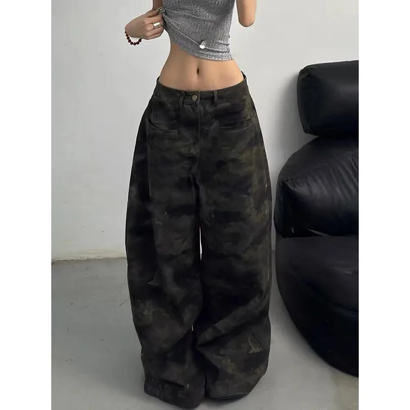 Camouflage High Waist Baggy Jeans